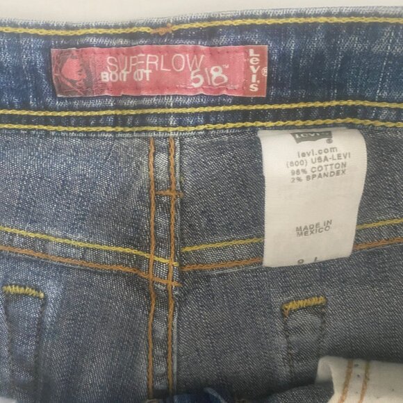 Levis Superlow Bootcut 518 Jeans Womens 9L Medium Wash Denim 32x33 Stretch Retro - Picture 7 of 16